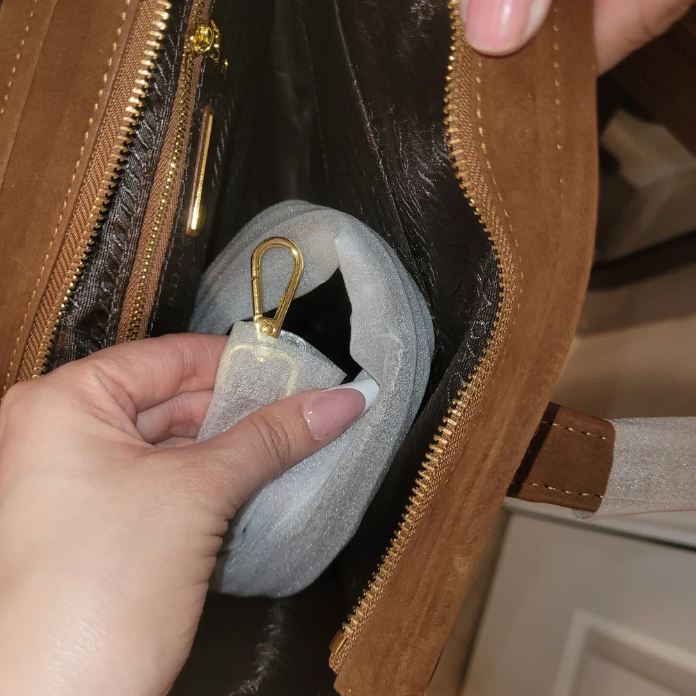 Prada Brown Suede Briefcase Tote with Gold Logo - Picture 4 of 5